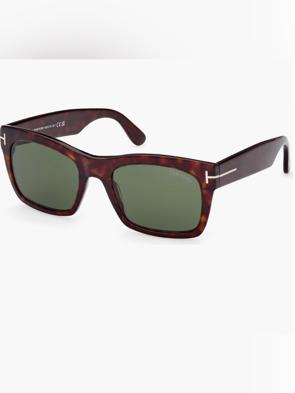Tom Ford 56mm Square Sunglasses Color: Havana / Green
